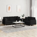 vidaXL Ensemble de canapés 2 Pièces avec coussins noir tissu