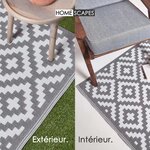 Tapis extérieur terrasse réversible - Tapis de jardin imperméable et résistant UV - Zoe - Gris - 75x200 cm - HOMESCAPES