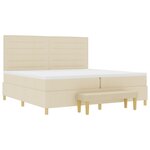 Lit à ressort vidaXL avec matelas et banc crème 200x200 cm en tissu