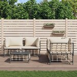 vidaXL Salon de jardin 5 Pièces avec coussins anthracite résine tressée