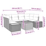 vidaXL Ensemble de canapé de jardin 7 pièces avec coussins noirs en poly rotin et acacia