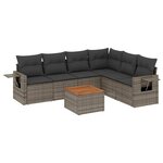 vidaXL Salon de jardin avec coussins 7 Pièces gris résine tressée
