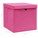 vidaXL Boîtes de rangement avec couvercles 4 Pièces Rose 32x32x32cm Tissu