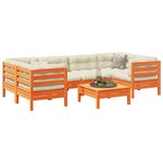 vidaXL Salon de jardin 7 Pièces avec coussins cire marron bois pin massif