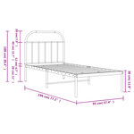 vidaXL Cadre de lit métal sans matelas avec tête de lit noir 90x190 cm