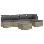 Salon de jardin meuble d'extérieur ensemble de mobilier 6 pièces avec coussins gris résine tressée 02_0016809