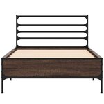 vidaXL Cadre de lit chêne marron 100x200 cm bois d'ingénierie et métal
