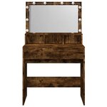 vidaXL Coiffeuse avec LED chêne fumé 80x41x134 5 cm
