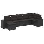 vidaXL Salon de jardin 7 Pièces avec coussins noir résine tressée
