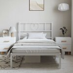 vidaXL Cadre de lit métal sans matelas et tête de lit blanc 100x200 cm