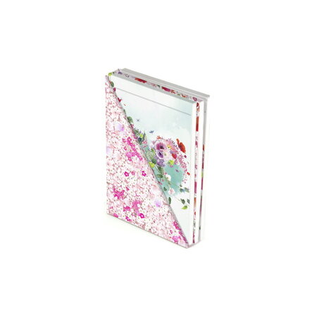 Chacha - lot 3 blocs notes 40 feuillets unis etui - 8.5x12 cm - tropical fleurs