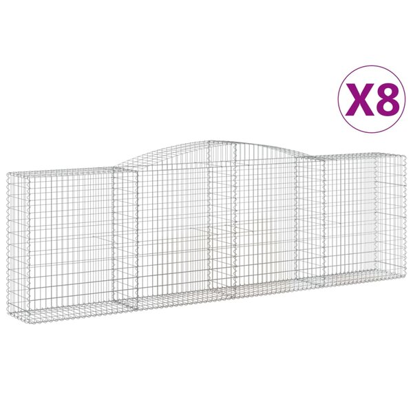 vidaXL Paniers à gabions arqués 8 Pièces 400x50x120/140 cm Fer galvanisé