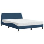 vidaXL Lit avec matelas bleu 140x200 cm tissu