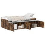 vidaXL Cadre de Lit de Rangement Chêne Fumé 90x190 cm