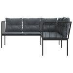 vidaXL Canapé de jardin avec coussins forme de L noir acier textilène