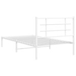 vidaXL Cadre de lit métal sans matelas et tête de lit blanc 107x203 cm