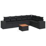 vidaXL Salon de jardin 8 Pièces avec coussins noir résine tressée