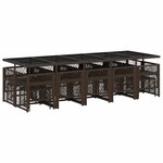 vidaXL Ensemble à manger de jardin avec coussins 15 Pièces marron rotin
