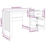vidaXL Bureau HAMAR Gris clair 113x50x75 cm Bois massif de pin