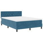 Lit à sommier tapissier avec matelas bleu foncé 160x200 cm en velours