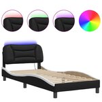 vidaXL Cadre de lit avec lumières LED noir blanc 90x200 cm similicuir