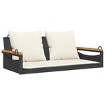 vidaXL Balancelle avec coussins noir 109x62x40 cm résine tressée