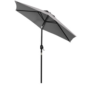 Parasol hexagonal inclinable dim. Ø 2 3 x 2 16H m métal polyester haute densité gris