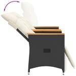 vidaXL Canapé de jardin inclinable 2 places avec table noir poly rotin