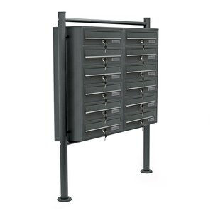 Bloc 12 boites aux lettres 2x6 compartiment superposé pied de support anthracite