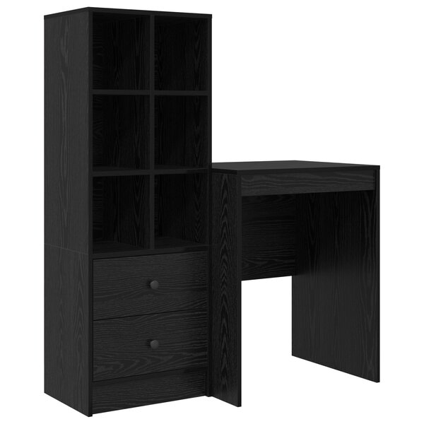 vidaXL Bureau chêne noir avec rangement en bois d'ingénierie