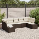 vidaXL Set de Canapé de Jardin 7 pièces avec Coussins Marron en Rattan Poly