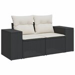 vidaXL Salon de jardin 7 Pièces avec coussins noir résine tressée