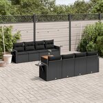 vidaXL Salon de jardin 9 Pièces avec coussins noir résine tressée