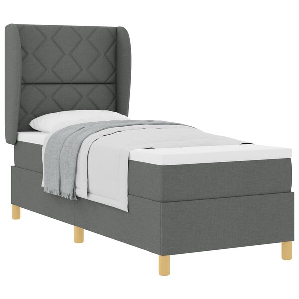 vidaXL Lit À Ressorts avec Matelas Gris Foncé 80x200 cm Tissu
