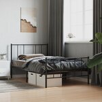 vidaXL Cadre de lit métal avec tête de lit/pied de lit noir 80x200 cm