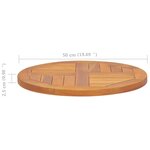 vidaXL Dessus de table Bois de teck solide Rond 2 5 cm 50 cm