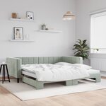 vidaXL Lit de jour avec gigogne sans matelas gris clair 100x200 cm