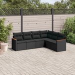 vidaXL Salon de jardin 6 Pièces avec coussins noir résine tressée