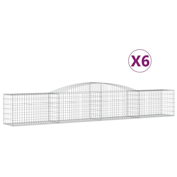 vidaXL Paniers à gabions arqués 6 Pièces 400x50x60/80 cm Fer galvanisé