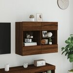 vidaXL Meuble TV mural avec lumières LED chêne marron 78 5x30x60 5 cm