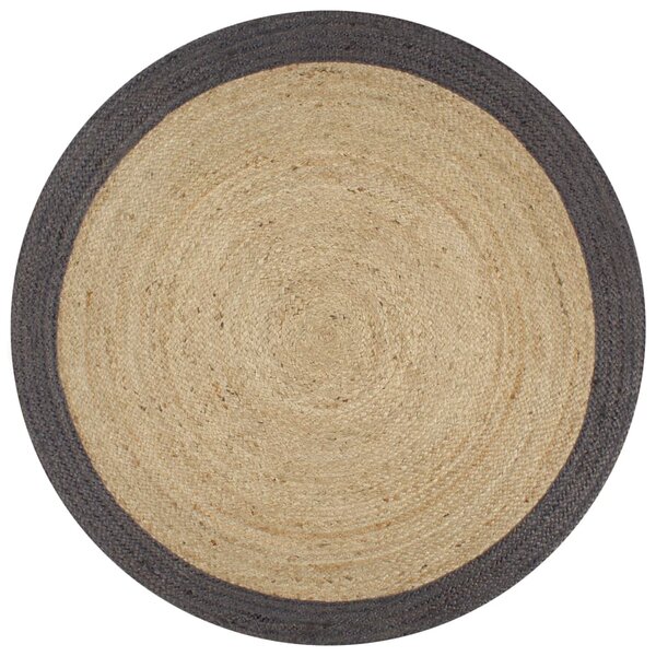 vidaXL Tapis fait à la main Jute avec bord gris foncé 90 cm