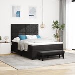 vidaXL Lit à ressorts avec matelas et banc noir 140x190 cm en velours