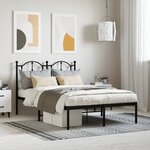 vidaXL Cadre de lit métal sans matelas avec tête de lit noir 120x190cm