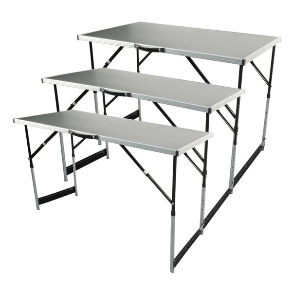 Brüder Mannesmann Ensemble table pliante multifonction Aluminium 3 Pièces