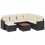 vidaXL Salon de jardin 8 Pièces avec coussins noir résine tressée