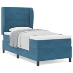 Lit à ressorts vidaXL avec matelas en bleu foncé  90x200 cm  velours