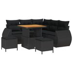 Ensemble de Canapés de Jardin avec Coussins 8 pièces Poly Rattan Noir Acacia