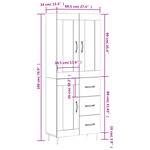 vidaXL Buffet haut Blanc 69 5x34x180 cm Bois d'ingénierie