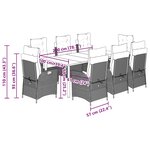 vidaXL Ensemble à manger de jardin et coussins 9 Pièces beige Poly rotin
