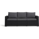 Salon de jardin en résine imitation rotin tressé 5 personnes - Gris graphite